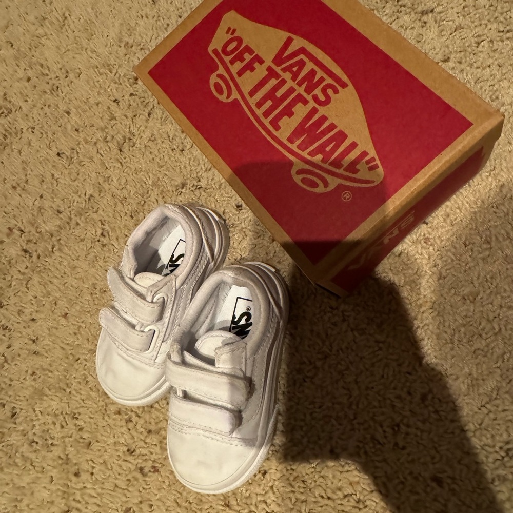 Vans Kids White Velcro Canvas Sneakers